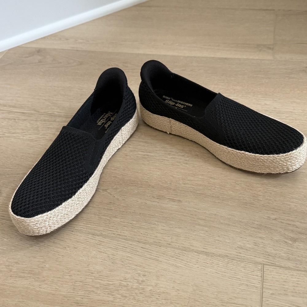 Skechers BOBS Martha Stewart Women's By The Bay Platform Espadrilles Black 10 - Picture 7 of 9
